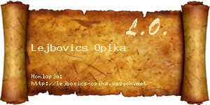 Lejbovics Opika névjegykártya